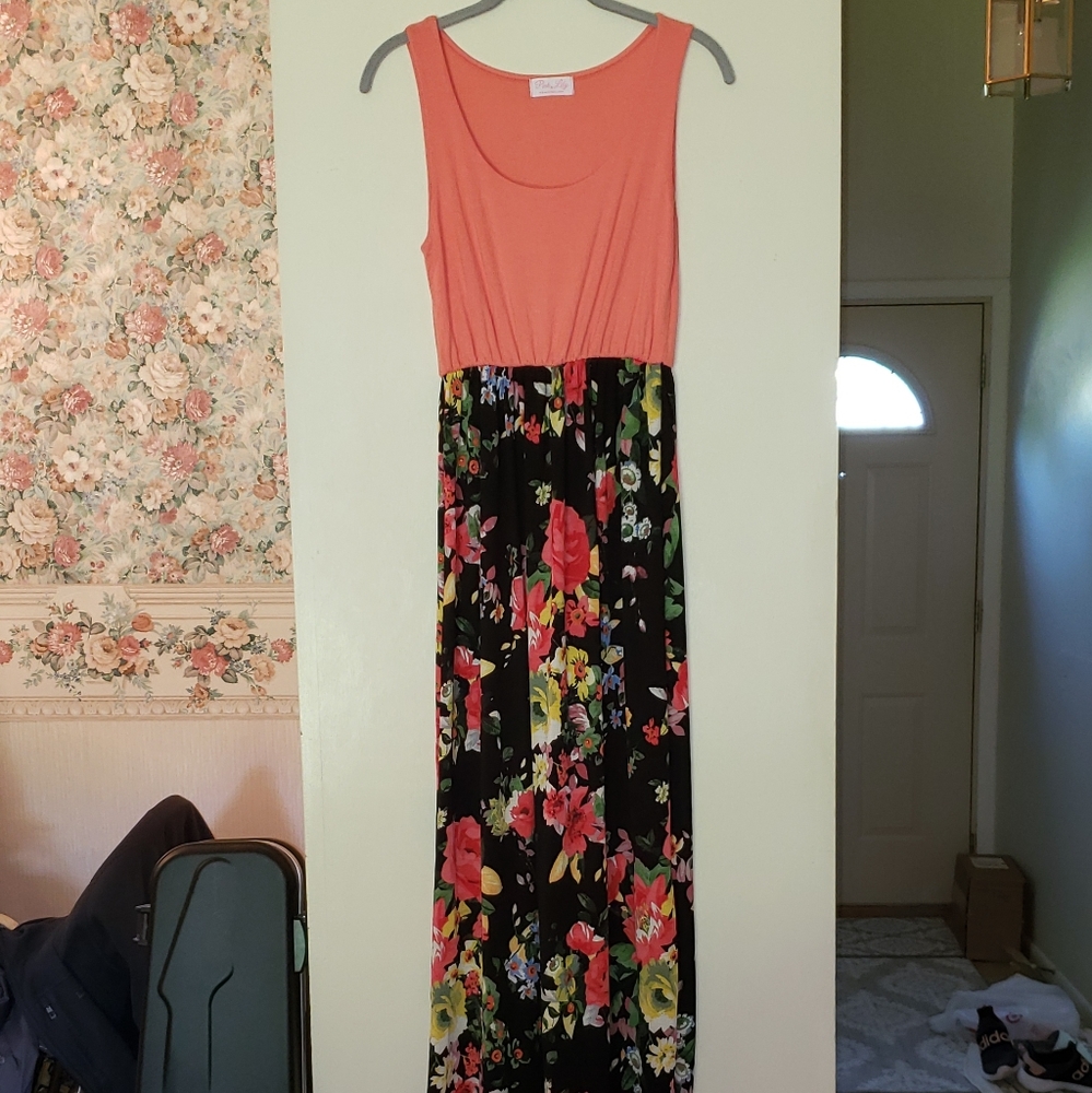 Forever Mine Floral Maxi Dress - Coral